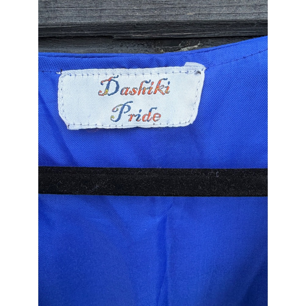 Dashiki Pride Blue African Print Maxi Robe Duster with Waist Tie Belt One Size - Picture 4 of 5